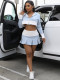 SC Color Block Long Sleeve Hooded Short Skirt Two Piece Set CH-24023