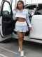 SC Color Block Long Sleeve Hooded Short Skirt Two Piece Set CH-24023