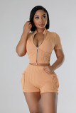 SC Fashion Two-way Zipper Casual Two Piece Short Set NYF-8172