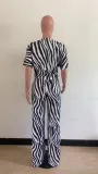 SC Plus Size Print Off Shoulder Wide Leg Pants Two Piece Set OM-1695