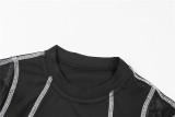 SC Print Mesh Patchwork Long Sleeve Bodysuit GZJQ-P1732914