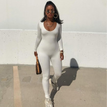 SC Skinny Long Sleeve Solid Color Sport Fitness Jumpsuit GZJQ-K20Q09837