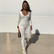 SC Skinny Long Sleeve Solid Color Sport Fitness Jumpsuit GZJQ-K20Q09837