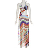 SC Sexy Colorful Tie Up Split Maxi Dress GZJQ-K24D44806