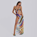 SC Sexy Colorful Tie Up Split Maxi Dress GZJQ-K24D44806