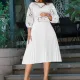 SC Lace Hollow Out Patchwork Solid Midi Dress GATE-254