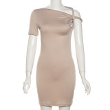 SC Slash Shoulder Short Sleeve Mini Dress DLSF-24D43854