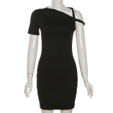 SC Slash Shoulder Short Sleeve Mini Dress DLSF-24D43854