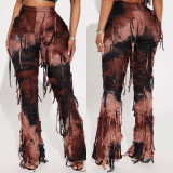 SC Tie Dye Print Tassel Casual Pants GFRT-7801PG