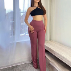 SC Casual Loose Solid Wide Leg Pants GHYX-027
