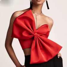 SC Plus Size Bow Off Shoulder Wrap Chest Top GKEN-92244