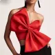 SC Plus Size Bow Off Shoulder Wrap Chest Top GKEN-92244