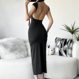 SC Solid Color Backless Slim Maxi Dress GZJQ-K23D39603