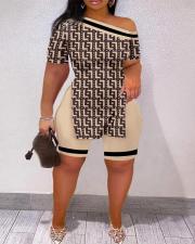 SC Short Sleeve Print Split Two Piece Shorts Set GMES-S1008