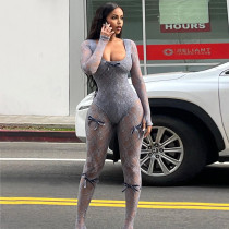 SC Lace See Through Long Sleeve Tight Jumpsuit GZJQ-K24Q42881