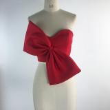 SC Plus Size Bow Off Shoulder Wrap Chest Top GKEN-92244