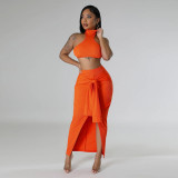 SC Solid Color Bandage Waist Two Piece Skirts Set CYA-901215
