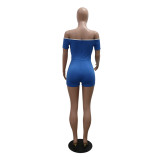 SC Solid Color One Neck Two Piece Shorts Set CYA-901193