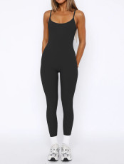 SC Solid Color Sling Tight Jumpsuit MZ-2858