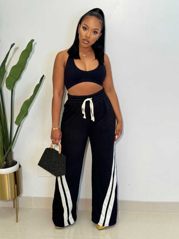 SC Casual Sport Solid Patchwork Straight Pant MIL-T119