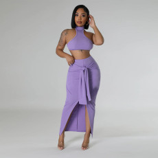 SC Solid Color Bandage Waist Two Piece Skirts Set CYA-901215