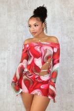 SC Casual Print One Shoulder Mini Dress OD-8670