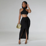 SC Solid Color Bandage Waist Two Piece Skirts Set CYA-901215