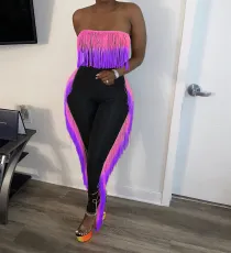 SC Sexy Backless Gradient Tassel Two Piece Pants Set YS-2408