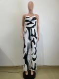 SC Print Halter Vest Wide Leg Pants 2 Piece Set QODY-6036