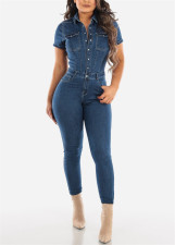 SC Fashion Short Sleeve Denim Jumpsuit LX-6861