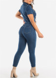 SC Fashion Short Sleeve Denim Jumpsuit LX-6861