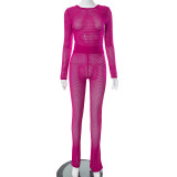 SC Solid Color Tight See Through Two Piece Pants Set MXBF-K23ST157