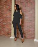 SC Solid Irregular Tops And Pants Two Piece Set LDS-3306