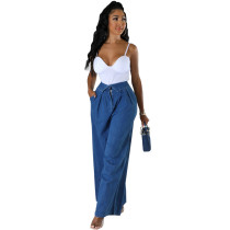 SC Fashion Loose Wide Leg Solid Color Jeans HSF-2780