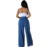 SC Fashion Loose Wide Leg Solid Color Jeans HSF-2780