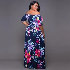 SC Plus Size Printed One-piece Split Maxi Dress ONY-5005