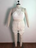 SC Plus Size Hollow Out Crochet Flower Beach Swimsuit OSM2-5290