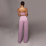 SC Solid Color Tie Up Wrap Two Piece Pants Set SSNF-211109