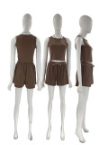 SC Solid Color Sleeveless Tank Tops Two Piece Short Set SSNF-2021833