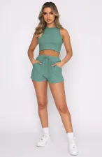 SC Solid Color Sleeveless Tank Tops Two Piece Short Set SSNF-2021833