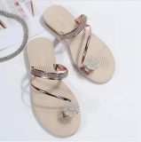 SC Beach Sandals Rhinestone Flat Slippers TWZX-008