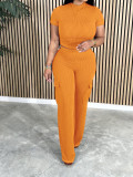 SC Short Sleeve Solid Color 2 Piece Pants Set YH-5316
