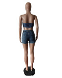 SC Embroidered Bustier Denim Shorts Set MEM-88584