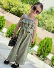 SC Kid Girl Solid sleeveless Lace-up Loose Jumpsuit GYAY-8100