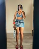 SC Fashion Sling Denim Vest Tassel Skirt Suit TK-6320
