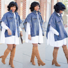 SC Shawl Loose Fashion Denim Jacket GQDH-8826