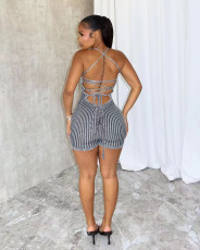 SC Backless Tie Up Knits Slim Romper NYF-8176