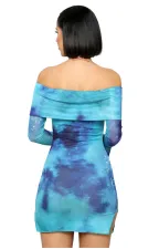 SC Print One Neck Long Sleeve Mini Dress XHXF-410