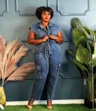 SC Sleeveless Single Breasted Straight Jumpsuit LX-6983