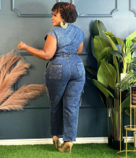 SC Sleeveless Single Breasted Straight Jumpsuit LX-6983